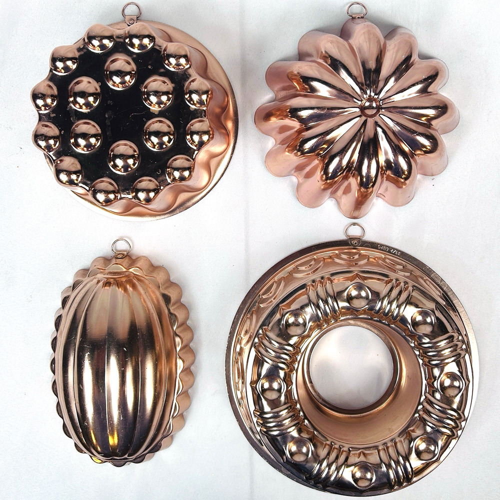 Vintage Lot Copper Jello Mold 4 Piece Set Kitchen Decor Cottage Core Farmhouse